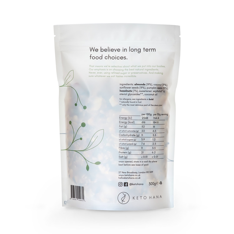 Keto Hana coconut almond granola 300g, UK version