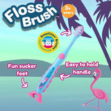 Brush Baby Flamingo FlossBrush children's toothbrush double pack 3-6 years imported from the UK