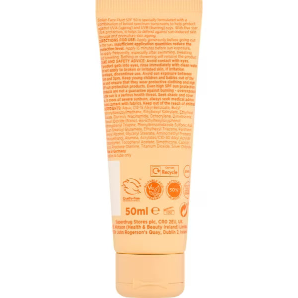 Solait Face Fluid Facial Sunscreen 50ml (British brand)