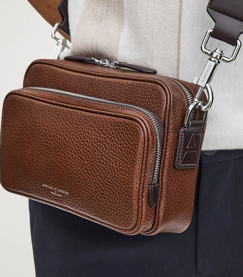 Aspinal of London pebbled leather messenger bag, UK version