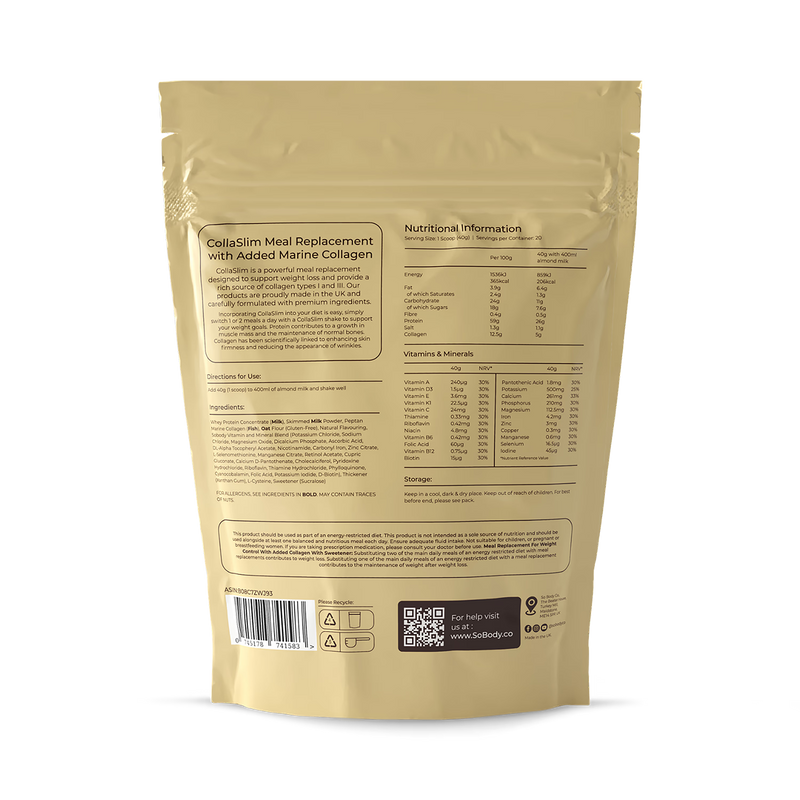 So Body Co CollaSlim vanilla meal replacement shake 40g - British product