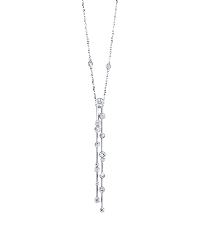 Boodles Raindance Double Drop diamond pendant in platinum, imported from the UK