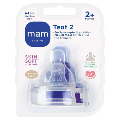 Superdrug MAM Medium Flow Teats Baby Bottle Silicone x2- Buy online at McGrocer