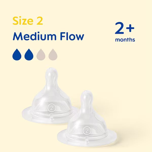 MAM baby bottle teats medium flow silicone x2, imported from the UK