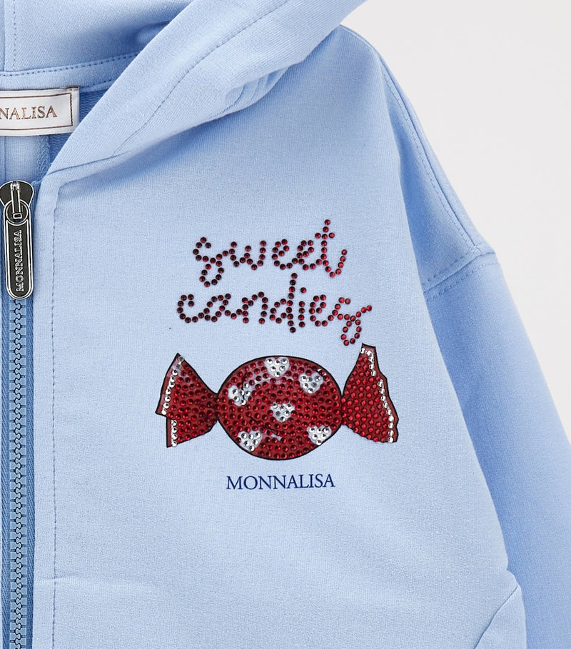 Monnalisa children's stretch-cotton zip hoodie for 2-12 years, imported from the UK