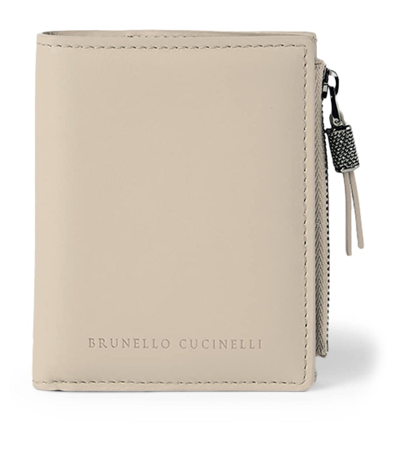 Brunello Cucinelli leather wallet embossed logo Italian craftsmanship - British product