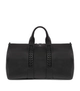 Harrods Leather Woven-Detail Holdall with Calfskin and Alcantara Lining, Cabin Suitcase 26x47x20cm- Buy online at McGrocer