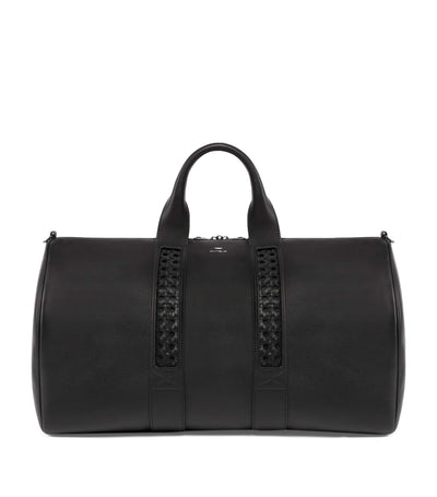Harrods Leather Woven-Detail Holdall with Calfskin and Alcantara Lining, Cabin Suitcase 26x47x20cm- Buy online at McGrocer