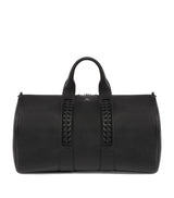 Harrods Leather Woven-Detail Holdall with Calfskin and Alcantara Lining, Cabin Suitcase 26x47x20cm- Buy online at McGrocer