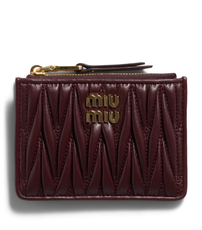 Miu Miu leather matelassé zipped card holder, imported from the UK