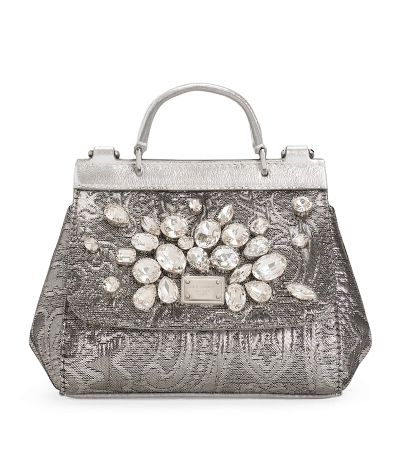 Dolce&Gabbana Kids crystal embellished leather top-handle bag, imported from the UK