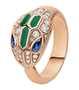 Harrods Bvlgari Rose Gold, Diamond, Sapphire and Malachite Serpenti Ring- Buy online at McGrocer