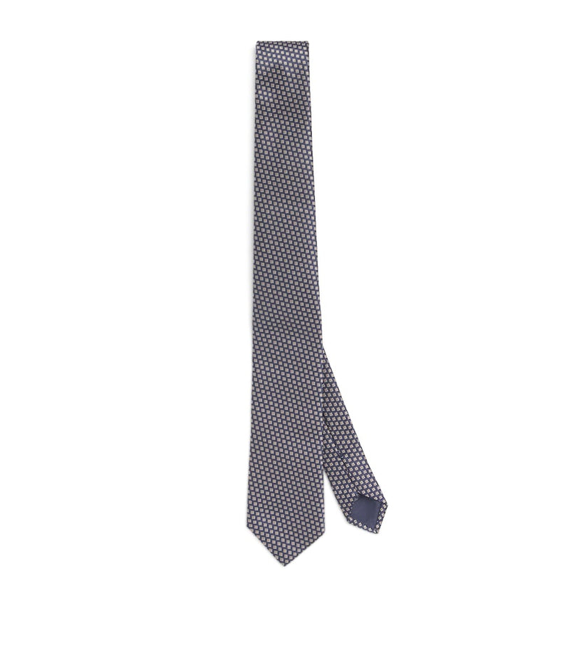 Armani silk geometric jacquard tie 7cm - British product
