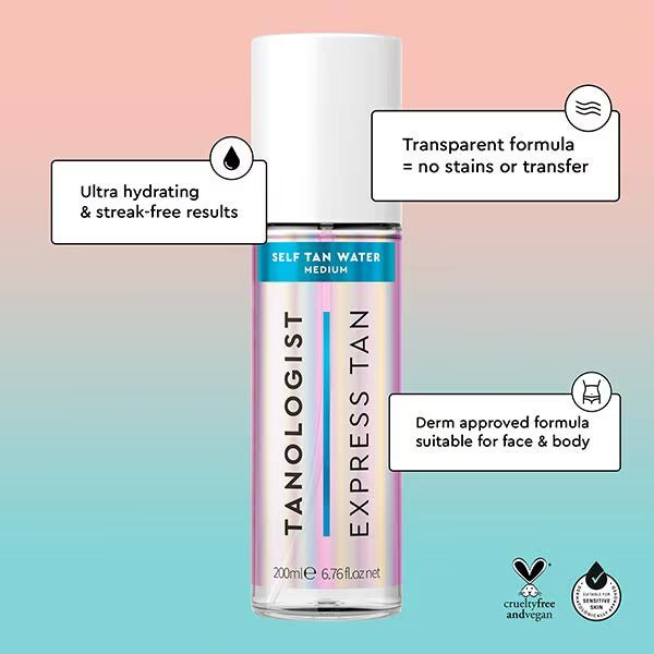 Tanologist Transparent Self Tan Water Medium bottle (British brand)
