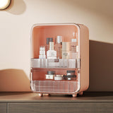 Livingandhome pink makeup organizer with mirror, UK version