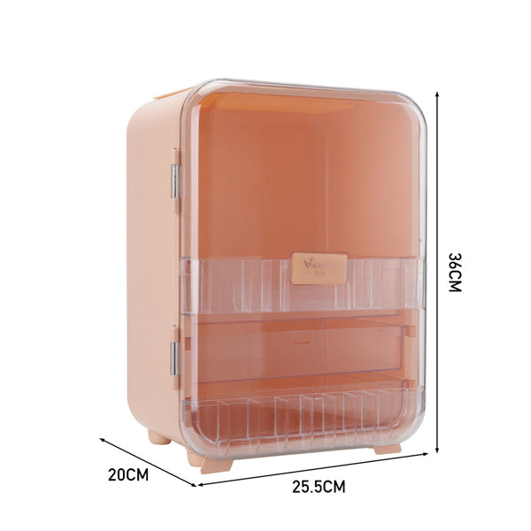 Livingandhome pink makeup organizer with mirror, UK version