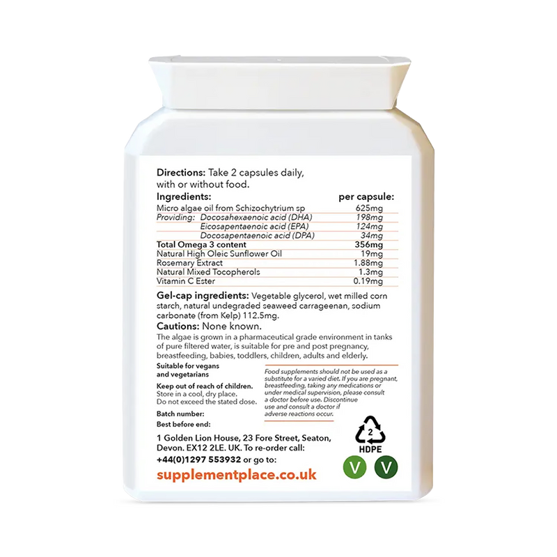 Supplement Place Vegan Omega 3 625mg 60 capsules - British product
