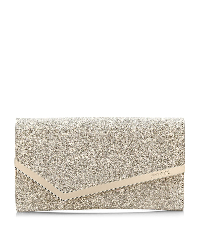 Jimmy Choo Emmie glitter clutch bag, UK version