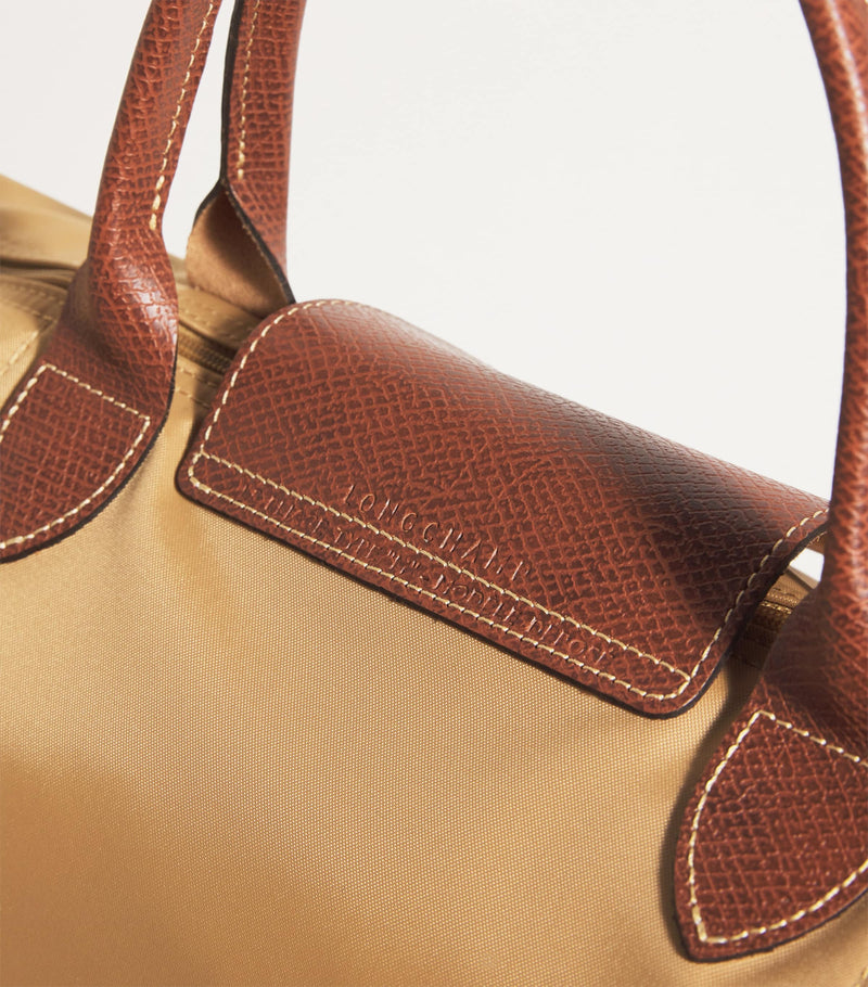 Longchamp Le Pliage medium handbag with leather trims, UK version
