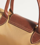 Longchamp Le Pliage medium handbag with leather trims, UK version
