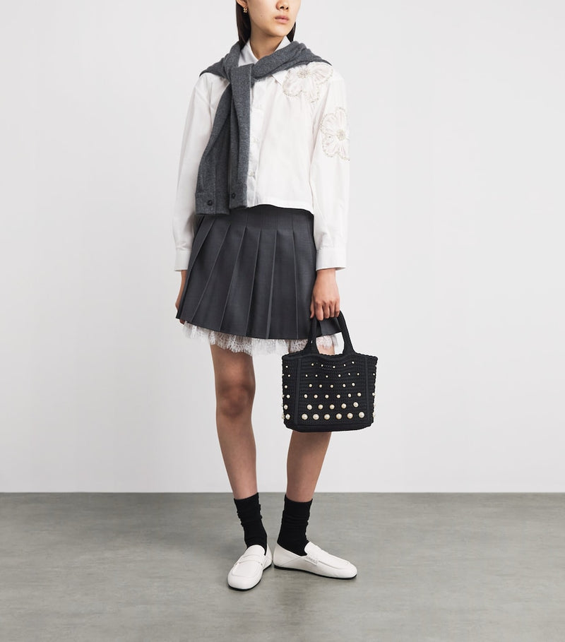 Sandro Paris crochet studded top-handle bag, UK version