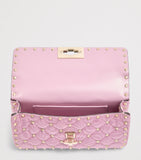 Valentino Garavani Rockstud Spike small shoulder bag moiré fabric, UK version