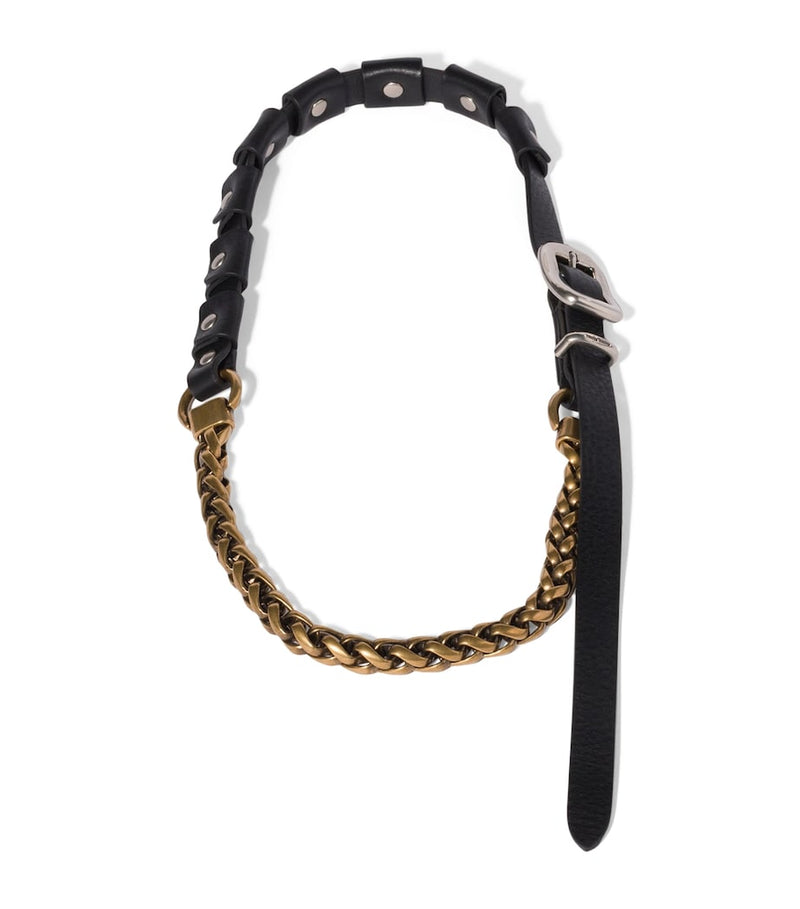 Miu Miu leather studded necklace 1.5cm width, UK version