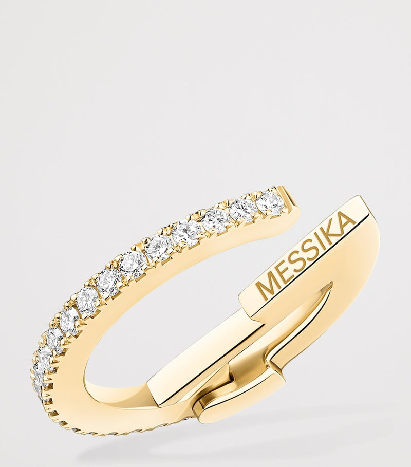 Messika Gatsby ear cuff in yellow gold with 0.14ct diamonds, imported from the UK