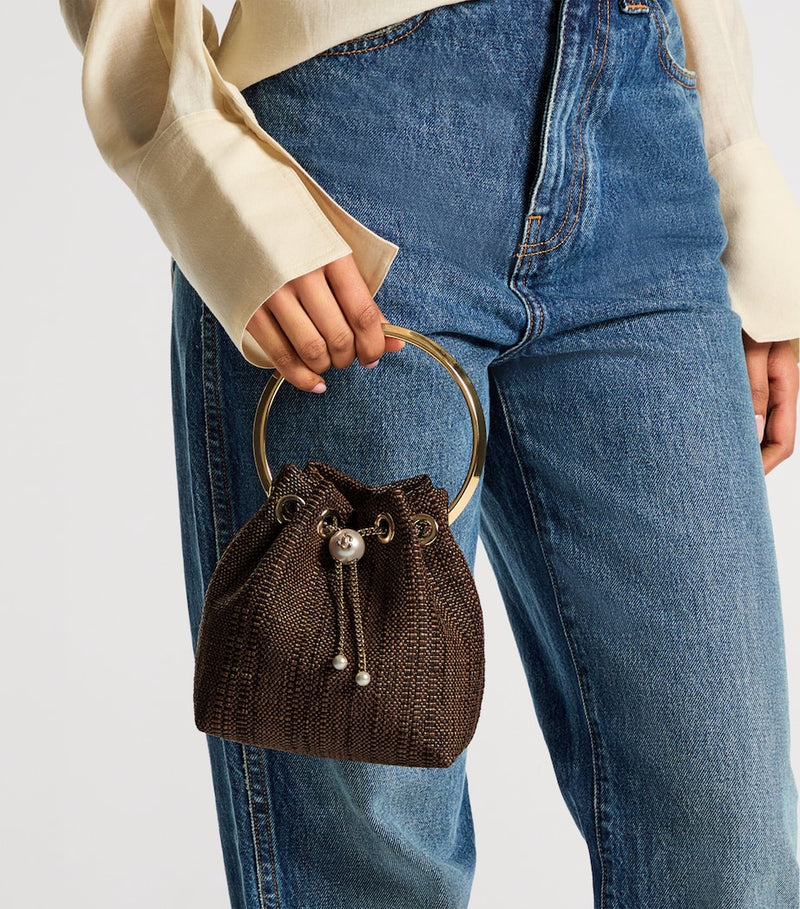 Jimmy Choo Bon Bon woven top-handle bag - British product