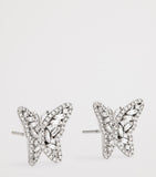 Suzanne Kalan diamond butterfly stud earrings in 18kt white gold (British brand)