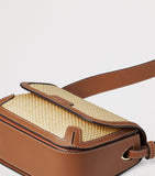 Aspinal of London Ella cross-body bag leather raffia - British product