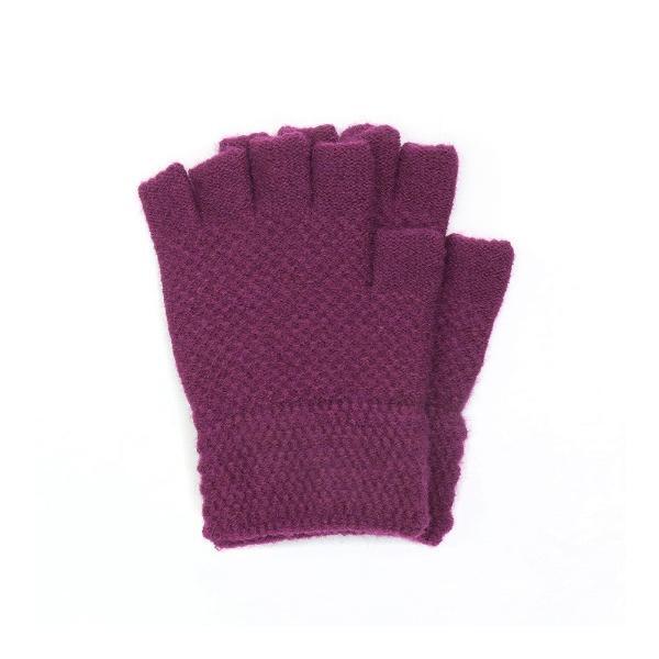 Gants sans doigts en tricot gaufré POM rose ou sarcelle, version UK