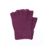 Gants sans doigts en tricot gaufré POM rose ou sarcelle, version UK
