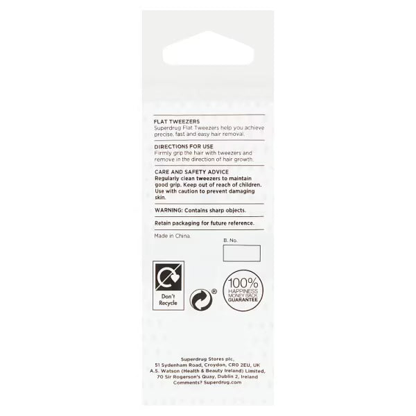 Superdrug Flat tweezers for hair removal (British brand)