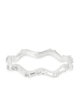 Harrods Astrid & Miyu Rhodium-Plated Sterling Silver and Cubic Zirconia Ripple Ring- Buy online at McGrocer