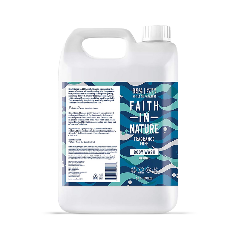 Faith in Nature Fragrance Free Body Wash 5L
