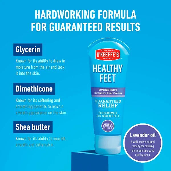 O'keeffe's Healthy Feet Overnight Cream 80ml, imported from the UK
