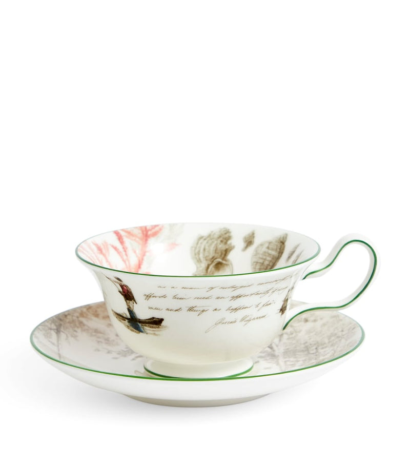 Wedgwood Voyage of the Beagle Tahiti bone china tea set with plate, teacup, and saucer (British brand)
