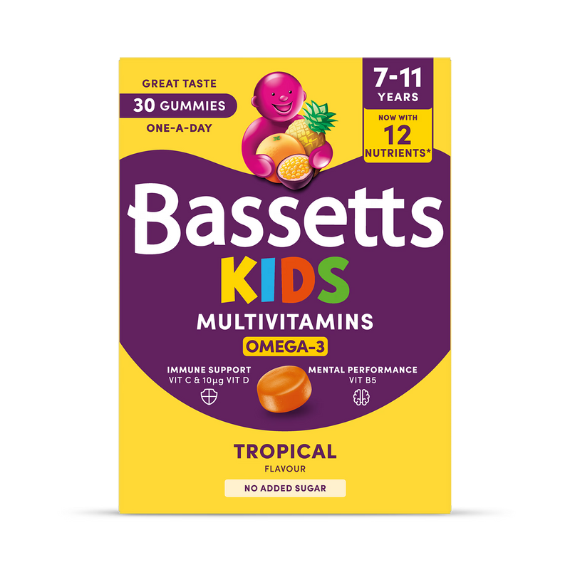 Bassetts Kids Multivitamins Omega-3 Tropical 30 Gummies (British brand)