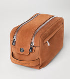 Brunello Cucinelli suede travel wash bag with zip closure - British product