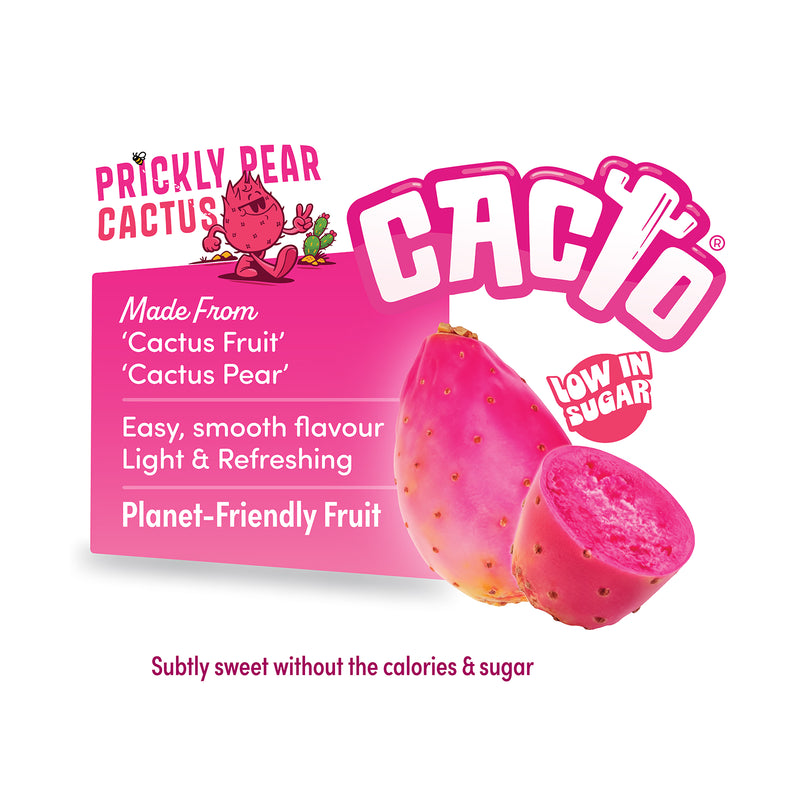 Cacto prickly pear peach soda 330ml, UK version
