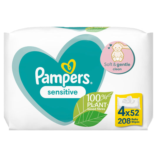 Pampers Sensitive Baby Wipes 4x52 Pack baby wipes Sainsburys   