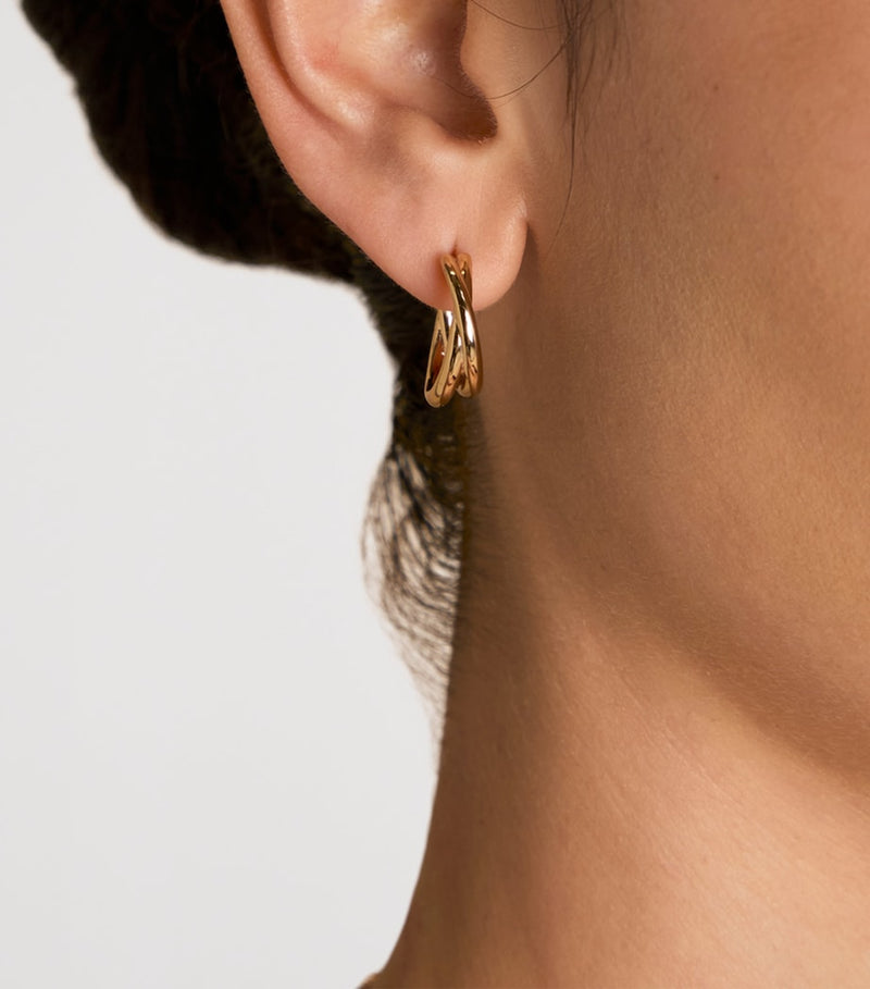 Astrid & Miyu gold-plated crossover illusion hoop earrings 1.9cm, UK version