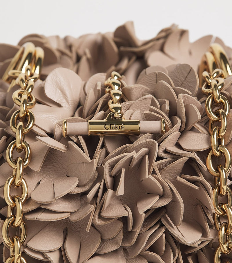 Chloé lambskin Plissé shoulder bag hand-stitched flowers (British brand)
