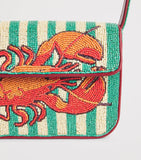 STAUD beaded Tommy shoulder bag with lobster embroidery (British brand)
