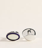 Deakin & Francis boutons de manchette ovales en émail argenté sterling - produit britannique