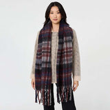 Izabel London tartan print scarf with fringe (British brand)