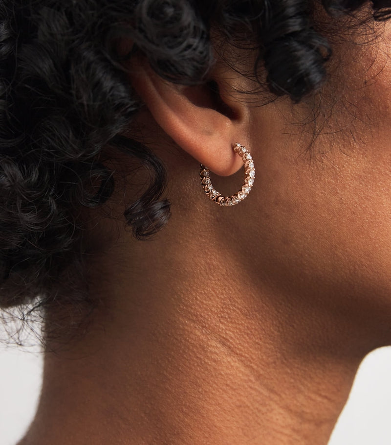 Harrods diamond hoop earrings 18k rose gold 1.25ctw (British brand)