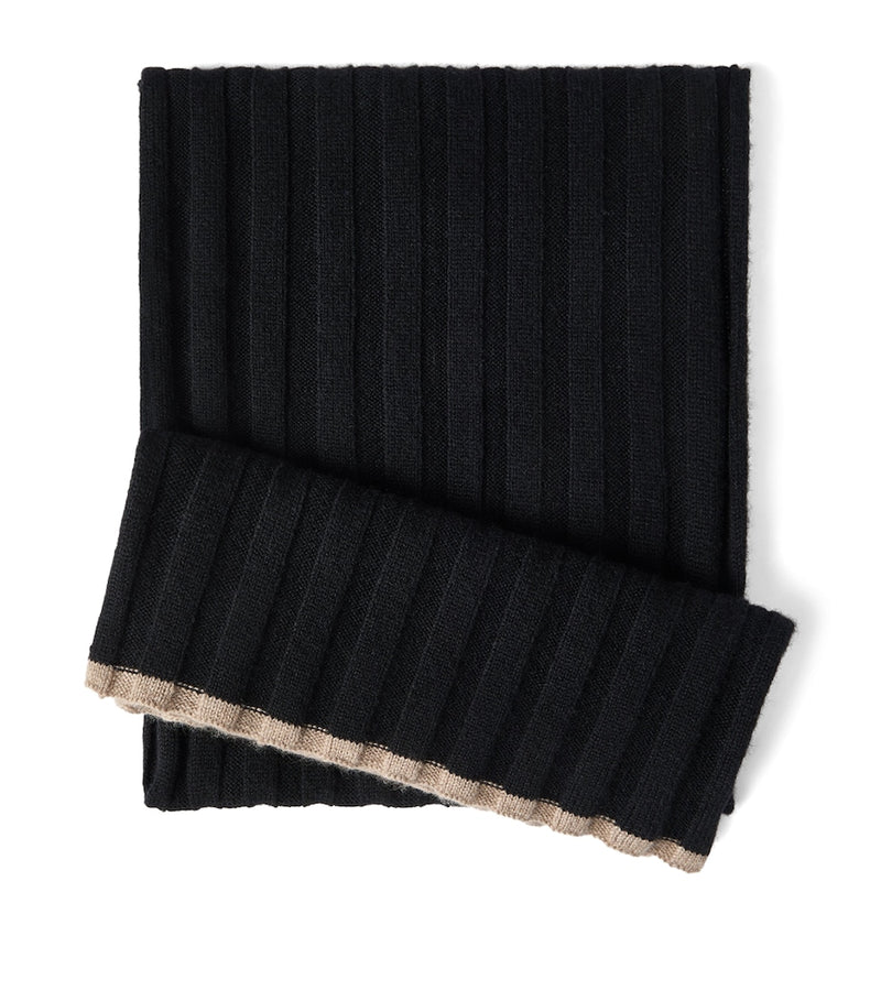 Brunello Cucinelli cashmere ribbed scarf 167x30cm, UK version