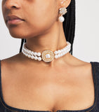Self-Portrait crystal and faux pearl choker, British brand